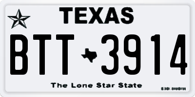 TX license plate BTT3914