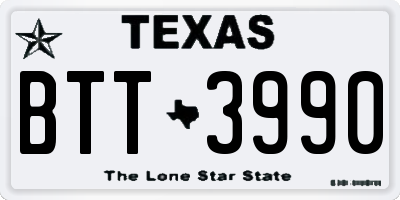 TX license plate BTT3990