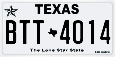 TX license plate BTT4014