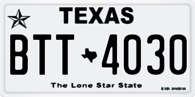 TX license plate BTT4030