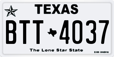 TX license plate BTT4037