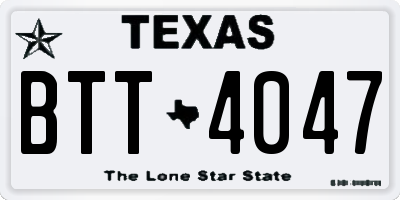 TX license plate BTT4047