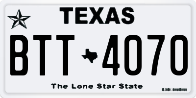 TX license plate BTT4070