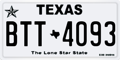 TX license plate BTT4093
