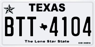 TX license plate BTT4104