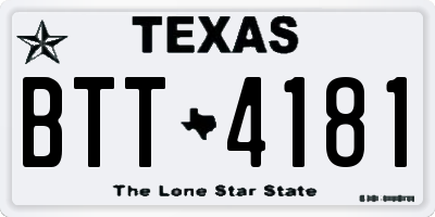 TX license plate BTT4181