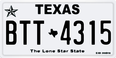 TX license plate BTT4315