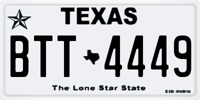 TX license plate BTT4449