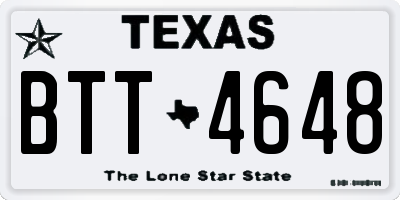 TX license plate BTT4648