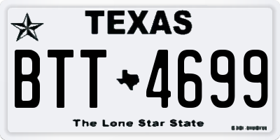 TX license plate BTT4699