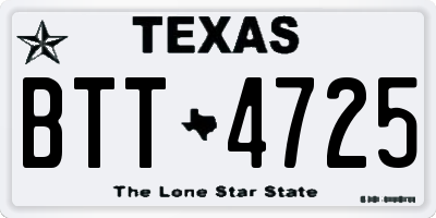 TX license plate BTT4725