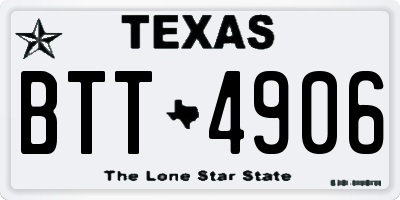 TX license plate BTT4906