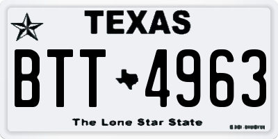 TX license plate BTT4963