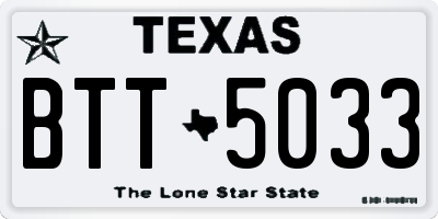 TX license plate BTT5033
