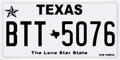 TX license plate BTT5076