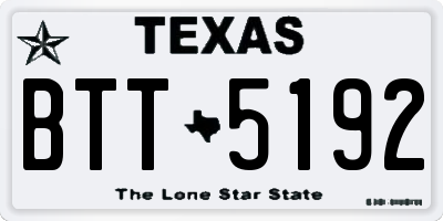 TX license plate BTT5192
