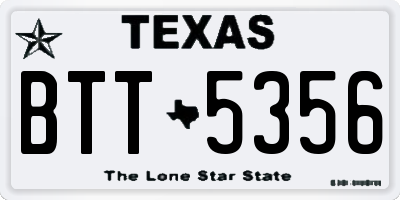 TX license plate BTT5356