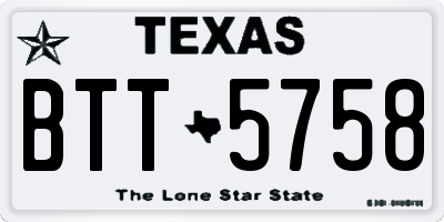 TX license plate BTT5758