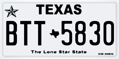 TX license plate BTT5830