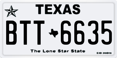 TX license plate BTT6635