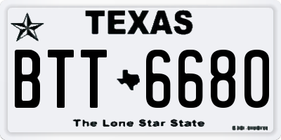 TX license plate BTT6680