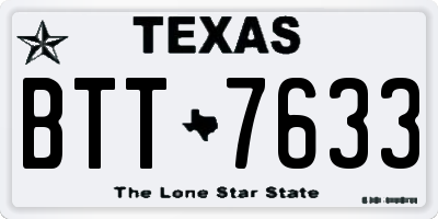 TX license plate BTT7633