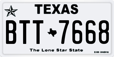 TX license plate BTT7668