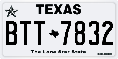 TX license plate BTT7832