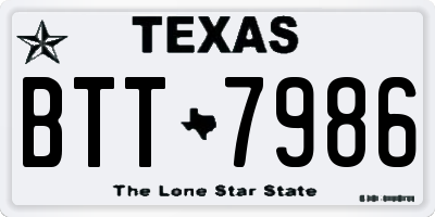 TX license plate BTT7986