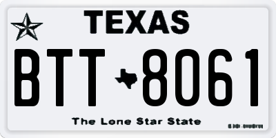 TX license plate BTT8061