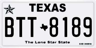 TX license plate BTT8189