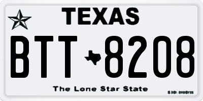 TX license plate BTT8208