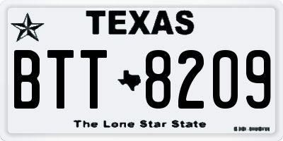 TX license plate BTT8209