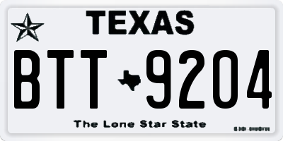 TX license plate BTT9204