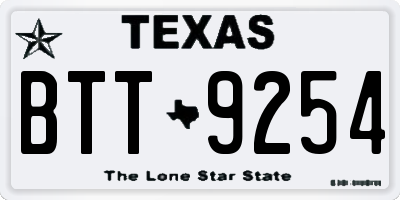 TX license plate BTT9254