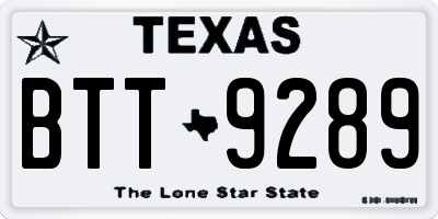TX license plate BTT9289