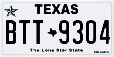 TX license plate BTT9304
