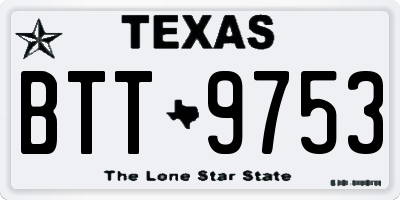 TX license plate BTT9753