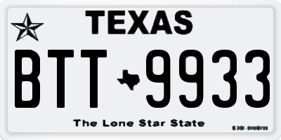 TX license plate BTT9933
