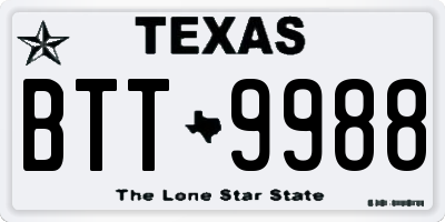 TX license plate BTT9988