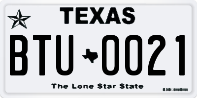 TX license plate BTU0021