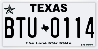 TX license plate BTU0114