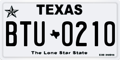 TX license plate BTU0210