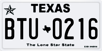 TX license plate BTU0216