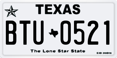TX license plate BTU0521