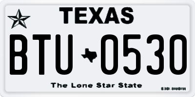 TX license plate BTU0530