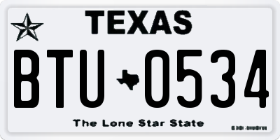 TX license plate BTU0534