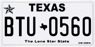 TX license plate BTU0560