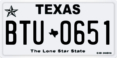 TX license plate BTU0651