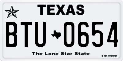 TX license plate BTU0654